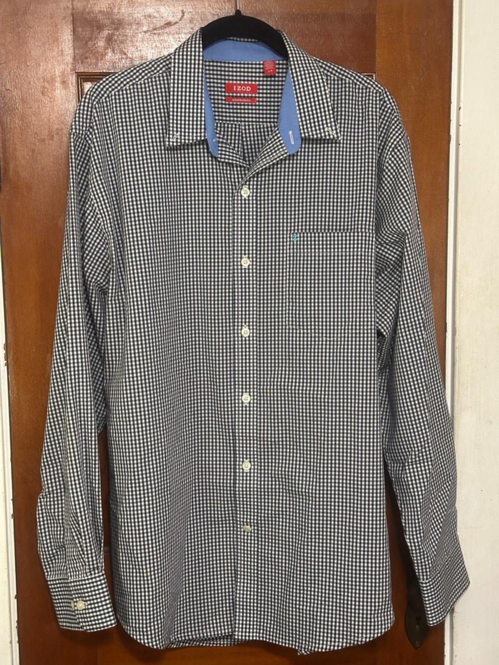 Izod Black & White Gingham Button-Up Dress Shirt